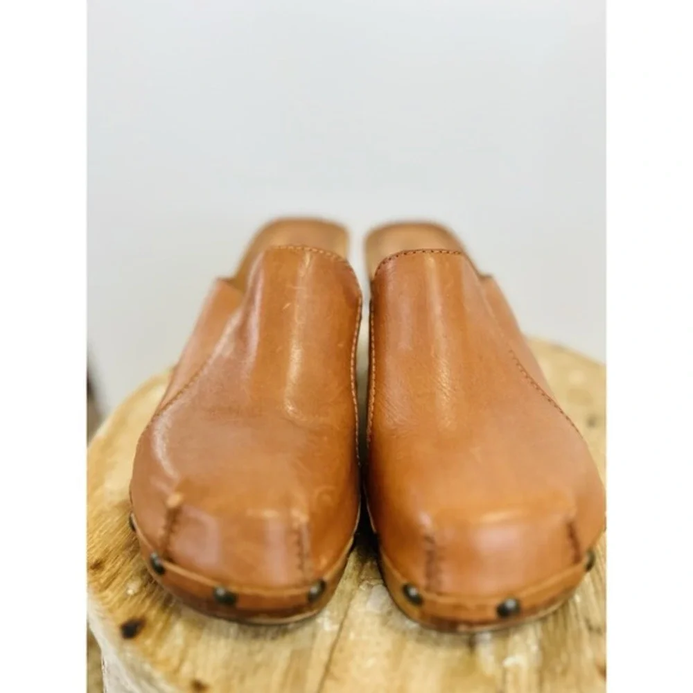 Vintage Y2K London Underground Leather Wooden Platform‎ Clog Size 37